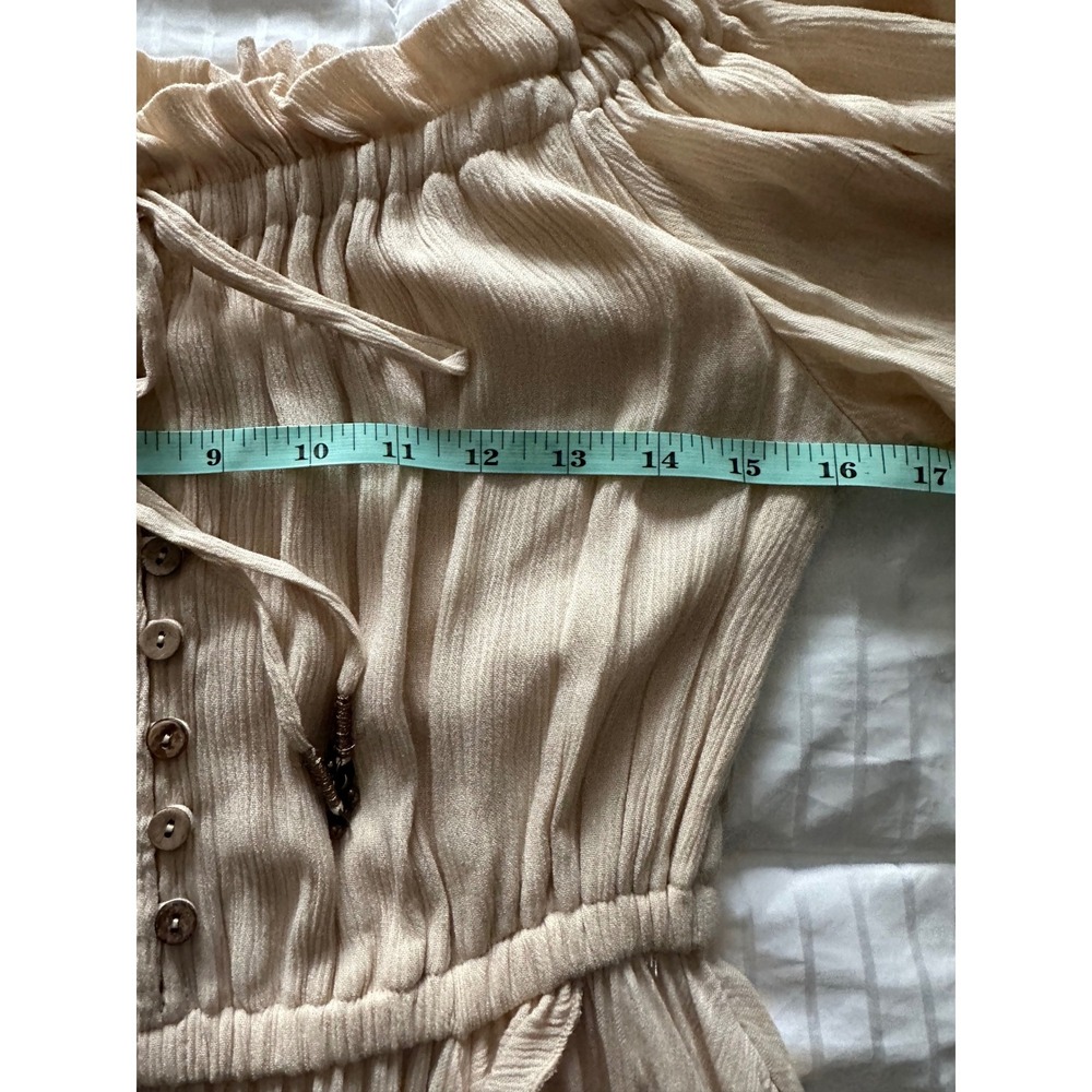 Free People Beach Bliss Maxi Dress - Cream Crinkle Gauze Lace Boho Ruffle - XS - Picture 8 of 12